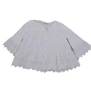 LOGO Lori Goldstein eyelet blouse white tunic size 1X